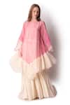 Buy_Shwetanga_Pink Cotton, Organza Tie Dye Boat Neck Tunic And Sharara Set _at_Aza_Fashions