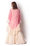 Shop_Shwetanga_Pink Cotton, Organza Tie Dye Boat Neck Tunic And Sharara Set _at_Aza_Fashions