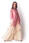 Shwetanga_Pink Cotton, Organza Tie Dye Boat Neck Tunic And Sharara Set _Online_at_Aza_Fashions