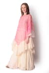 Buy_Shwetanga_Pink Cotton, Organza Tie Dye Boat Neck Tunic And Sharara Set _Online_at_Aza_Fashions