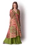 Buy_Shwetanga_Multi Color Georgette Tie Dye V Neck Tunic And Sharara Set _at_Aza_Fashions