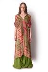 Shop_Shwetanga_Multi Color Georgette Tie Dye V Neck Tunic And Sharara Set _Online_at_Aza_Fashions