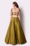 Shop_Shwetanga_Green Tissue, Velvet Sequin, Shell Scallop Lehenga Set With Embellished Blouse _at_Aza_Fashions