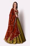 Buy_Shwetanga_Green Tissue, Velvet Sequin, Shell Scallop Lehenga Set With Embellished Blouse _Online_at_Aza_Fashions