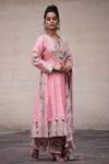 Shop_Simar Dugal_Pink Chanderi Kurta Set  _at_Aza_Fashions