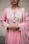 Simar Dugal_Pink Chanderi Kurta Set  _Online_at_Aza_Fashions