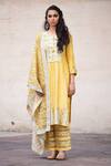 Buy_Simar Dugal_Yellow Chanderi Kurta Set  _at_Aza_Fashions
