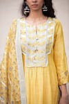 Simar Dugal_Yellow Chanderi Kurta Set  _Online_at_Aza_Fashions
