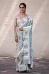 Buy_Simar Dugal_Blue Printed Saree With Blouse  _at_Aza_Fashions