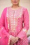 Simar Dugal_Pink Printed Anarkali Set  _Online_at_Aza_Fashions
