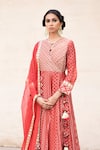 Simar Dugal_Red Printed Anarkali Set  _Online_at_Aza_Fashions