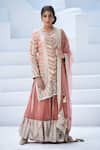 Buy_Simar Dugal_Peach Embroidered Kurta Set _at_Aza_Fashions