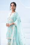 Simar Dugal_Blue Embroidered Kurta Set  _Online_at_Aza_Fashions
