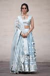 Shop_Simar Dugal_Blue Embroidered Lehenga Set _at_Aza_Fashions