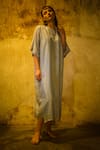 Buy_Stephany_Blue Cotton Silk Round Dress  _at_Aza_Fashions