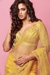 Nitika Gujral_Yellow Net Embroidery Sweetheart Neck Saree With Blouse _at_Aza_Fashions