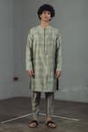 Mitesh Lodha_Grey Raw Silk Kurta _Online_at_Aza_Fashions