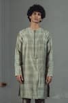 Buy_Mitesh Lodha_Grey Raw Silk Kurta _at_Aza_Fashions