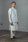 Shop_Mitesh Lodha_White Raw Silk Embroidered Nehru Jacket _at_Aza_Fashions