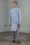 Mitesh Lodha_Grey Raw Silk Textured Nehru Jacket  _Online_at_Aza_Fashions