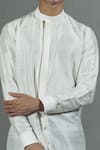 Buy_Mitesh Lodha_Grey Raw Silk Shirt _Online_at_Aza_Fashions