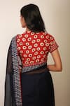 Shop_Soumodeep Dutta_Blue Saree Handwoven  Blouse Chanderi _Online_at_Aza_Fashions