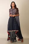 Buy_Soumodeep Dutta_Blue Dress Silk Chanderi Organza With Skirt _Online_at_Aza_Fashions