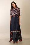 Shop_Soumodeep Dutta_Blue Dress Silk Chanderi Organza With Skirt _at_Aza_Fashions