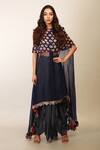 Buy_Soumodeep Dutta_Blue Dress Silk Chanderi Organza With Skirt _at_Aza_Fashions