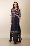 Soumodeep Dutta_Blue Dress Silk Chanderi Organza With Skirt _Online_at_Aza_Fashions