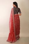 Shop_Soumodeep Dutta_Red Floral Print Saree With Embroidered Blouse _at_Aza_Fashions