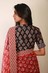 Shop_Soumodeep Dutta_Red Floral Print Saree With Embroidered Blouse _Online_at_Aza_Fashions