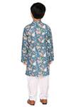 Shop_Saka Designs_Blue Cotton Printed Floral Angrakha Style Achkan And Pant Set  _at_Aza_Fashions