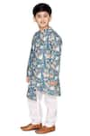 Buy_Saka Designs_Blue Cotton Printed Floral Angrakha Style Achkan And Pant Set  _Online_at_Aza_Fashions