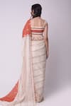 Shop_Shwetanga_White Organic Cotton Printed Saree With Smocked Top_at_Aza_Fashions