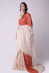 Shwetanga_White Organic Cotton Printed Saree With Smocked Top_Online_at_Aza_Fashions