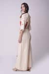 Shop_Shwetanga_White Organic Cotton Floral Motifs, Geometric, Mirror Work Printed Jumpsuit _at_Aza_Fashions