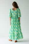 Shop_Sruti Dalmia_Green Gots Organic Cottonlining 100% Viscose Hand Lexi Cotton Dress  _at_Aza_Fashions