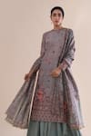 Buy_Ekaya_Grey Silk Round Handwoven Gharara Set  _at_Aza_Fashions