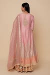 Shop_Simar Dugal_Pink Handwoven Chanderi Banarasi Embroidery Dori Anarkali Sharara Set _at_Aza_Fashions
