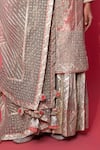 Shop_Simar Dugal_Pink Handwoven Chanderi Banarasi Embroidery Dori Kurta Sharara Set _Online_at_Aza_Fashions
