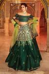 Shop_Supria Munjal_Green Raw Silk, Chanderi And Organza Cutdana, Sequin, Thread, Bridal Lehenga Set _at_Aza_Fashions