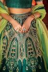 Buy_Supria Munjal_Green Raw Silk, Chanderi And Organza Cutdana, Sequin, Thread, Bridal Lehenga Set _Online_at_Aza_Fashions