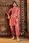 Buy_Supria Munjal_Purple Chanderi, Organza And Satin Georgette Thread & Jacket & Tulip Pant Set _at_Aza_Fashions