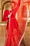 Supria Munjal_Maroon Raw Silk And Pure Organza Thread & Embroidered Anarkali With Dupatta _Online_at_Aza_Fashions