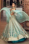 Shop_Supria Munjal_Blue Raw Silk And Pure Organza Embroidery Cord & Sequin Square Bridal Lehenga Set _at_Aza_Fashions