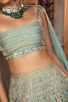 Supria Munjal_Blue Raw Silk And Pure Organza Embroidery Cord & Sequin Square Bridal Lehenga Set _Online_at_Aza_Fashions