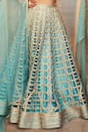 Buy_Supria Munjal_Blue Raw Silk And Pure Organza Embroidery Cord & Sequin Square Bridal Lehenga Set _Online_at_Aza_Fashions