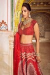 Supria Munjal_Red Raw Silk And Pure Organza Embroidery Cord Sweetheart Neck Bridal Lehenga Set _Online_at_Aza_Fashions