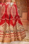 Buy_Supria Munjal_Red Raw Silk And Pure Organza Embroidery Cord Sweetheart Neck Bridal Lehenga Set _Online_at_Aza_Fashions